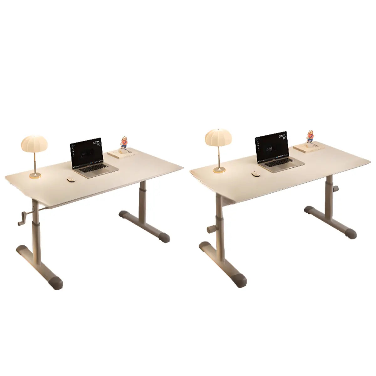 White Wooden Adjustable Height T-Shape Writing Desk Image - 22