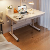 White Wooden Adjustable Height T-Shape Writing Desk Image - 23