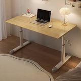 White Wooden Adjustable Height T-Shape Writing Desk Image - 26