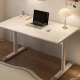 White Wooden Adjustable Height T-Shape Writing Desk Image - 3