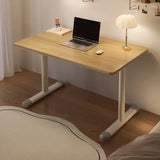 White Wooden Adjustable Height T-Shape Writing Desk Image - 30