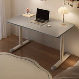 White Wooden Adjustable Height T-Shape Writing Desk Image - 34