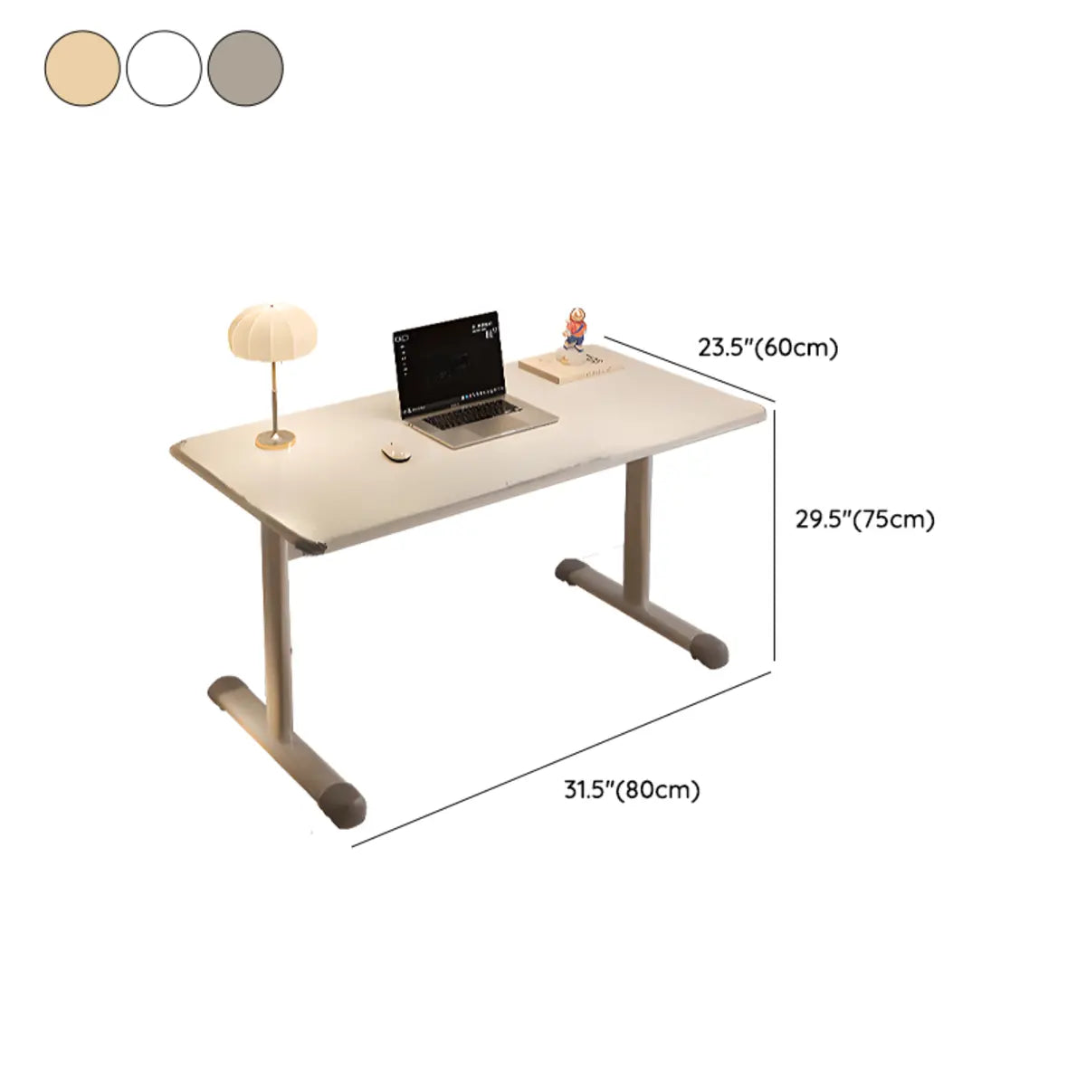 White Wooden Adjustable Height T-Shape Writing Desk 