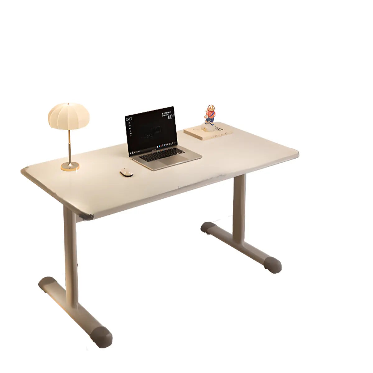 White Wooden Adjustable Height T-Shape Writing Desk Image - 9