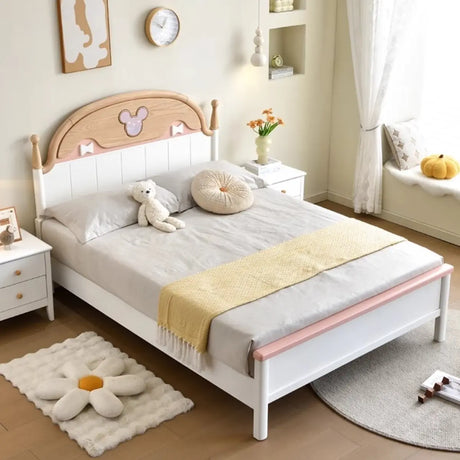 White Wooden Low Clearance Kids Bed with Footboard Image - 1