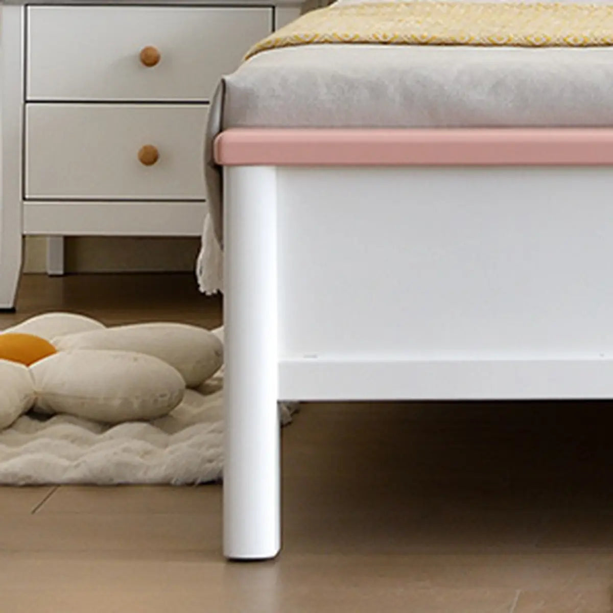 White Wooden Low Clearance Kids Bed with Footboard Image - 9