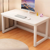 White Wooden Rectangular Metal Sledge Writing Desk Image - 2