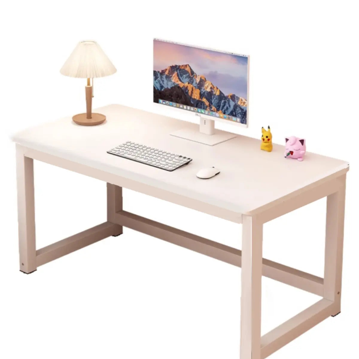 White Wooden Rectangular Metal Sledge Writing Desk Image - 6