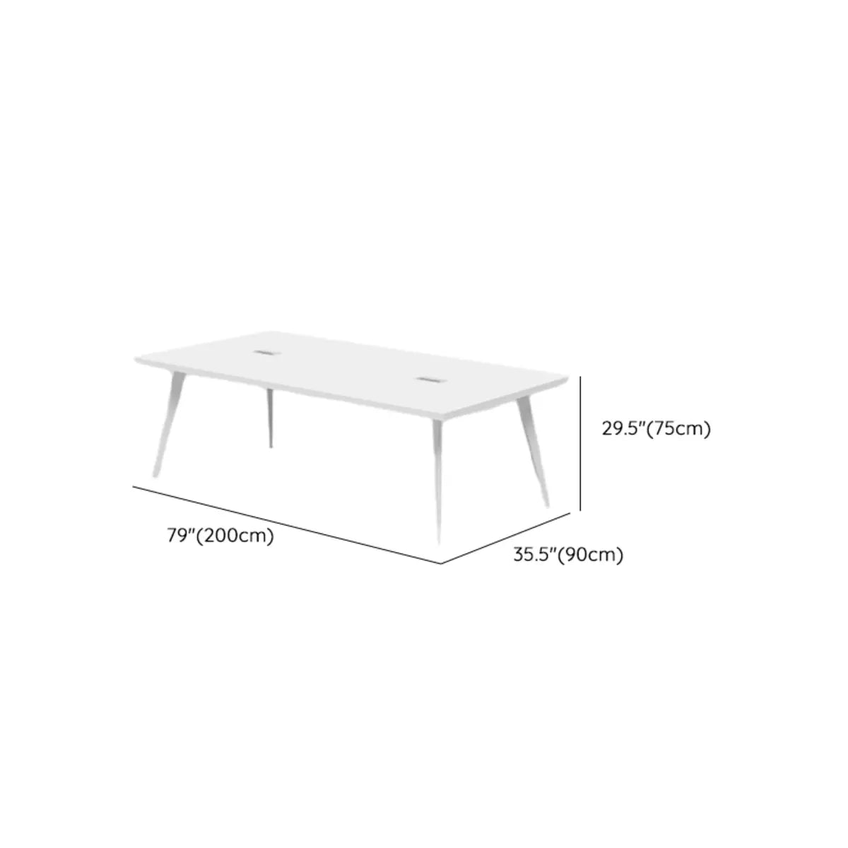 White Wooden Rectangular Multi-person Conference Desk 