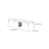 White Wooden Rectangular Multi-person Conference Desk Image - 11