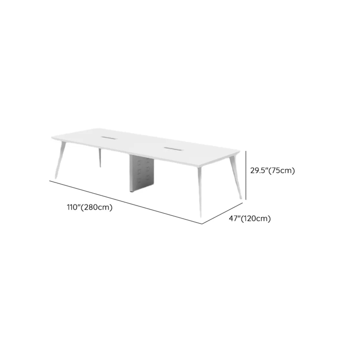 White Wooden Rectangular Multi-person Conference Desk Image - 12