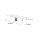 White Wooden Rectangular Multi-person Conference Desk Image - 12