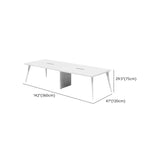 White Wooden Rectangular Multi-person Conference Desk Image - 14