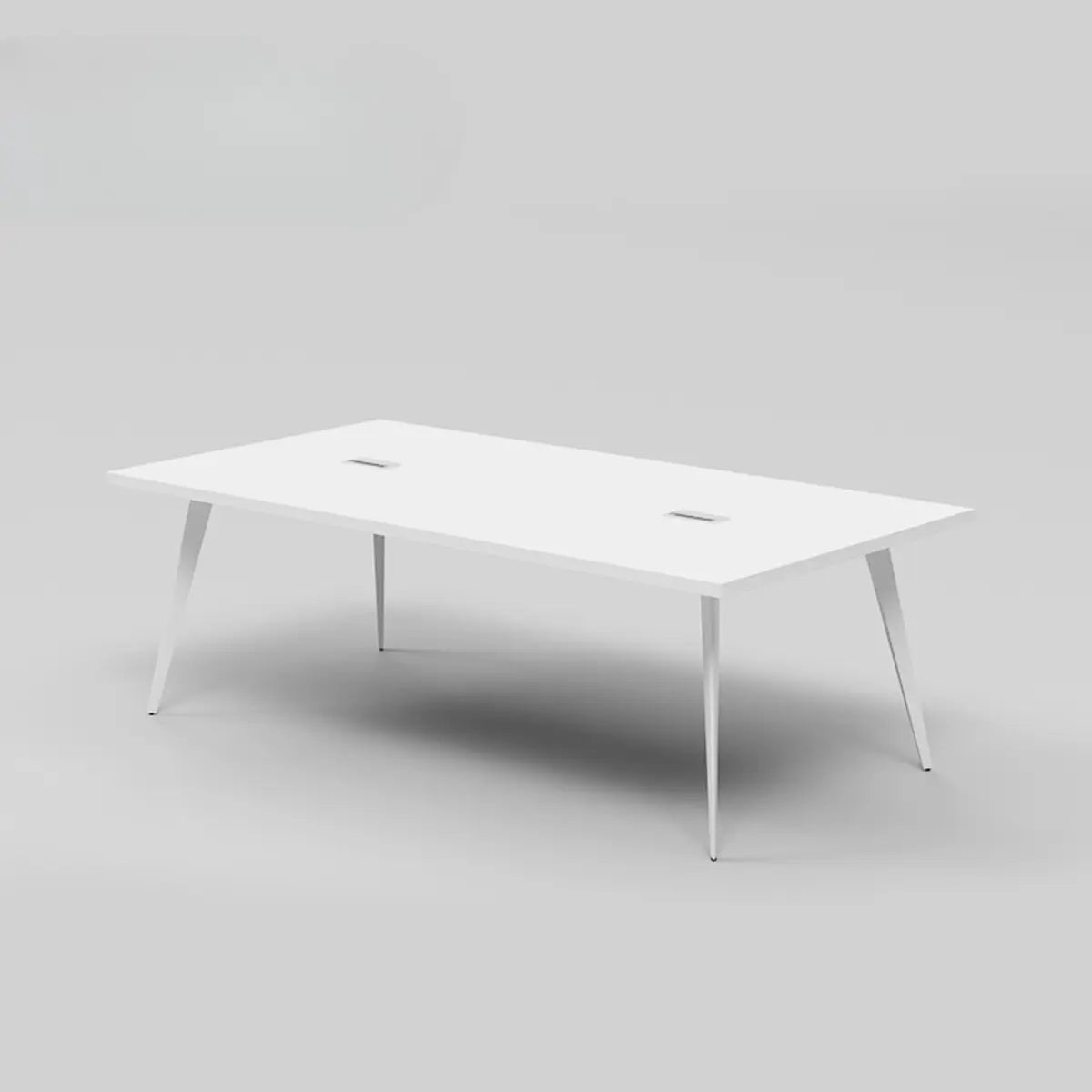 White Wooden Rectangular Multi-person Conference Desk Image - 2