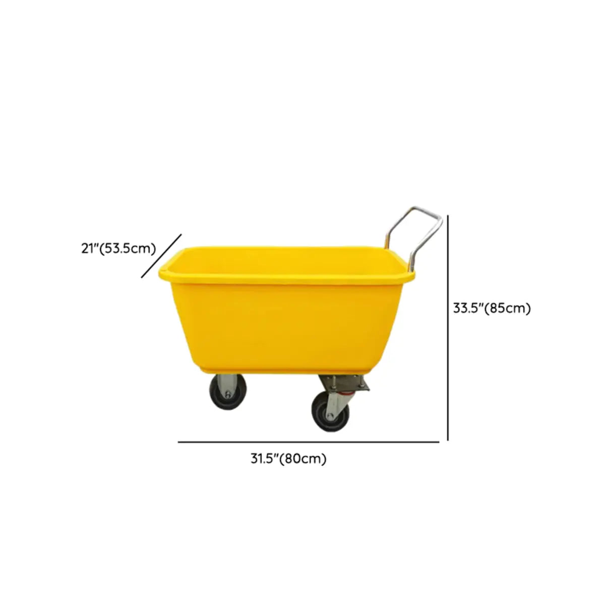 White Yellow Fixed Height Utility Cart with Handle 