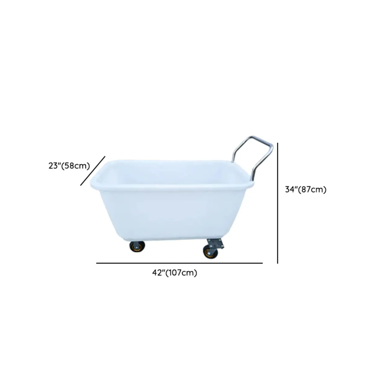 White Yellow Fixed Height Utility Cart with Handle Image - 9