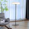 Wide Drum Shade Slim Modern Metal Column Floor Lamp Image - 1