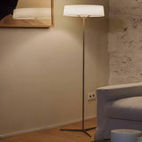 Wide Drum Shade Slim Modern Metal Column Floor Lamp Image - 4