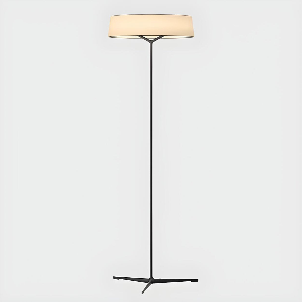 Wide Drum Shade Slim Modern Metal Column Floor Lamp Image - 6