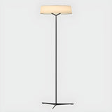 Wide Drum Shade Slim Modern Metal Column Floor Lamp Image - 6