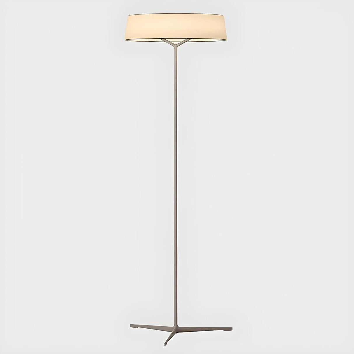 Wide Drum Shade Slim Modern Metal Column Floor Lamp Image - 7