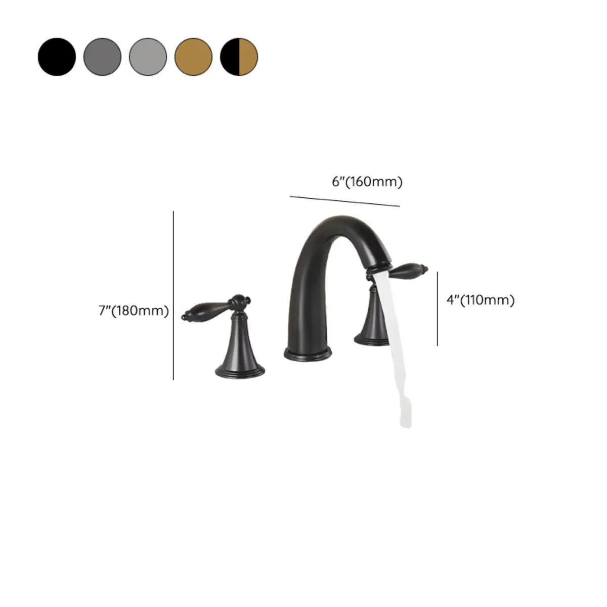 Widespread Copper Low Arc Spout Bathroom Sink Faucet 