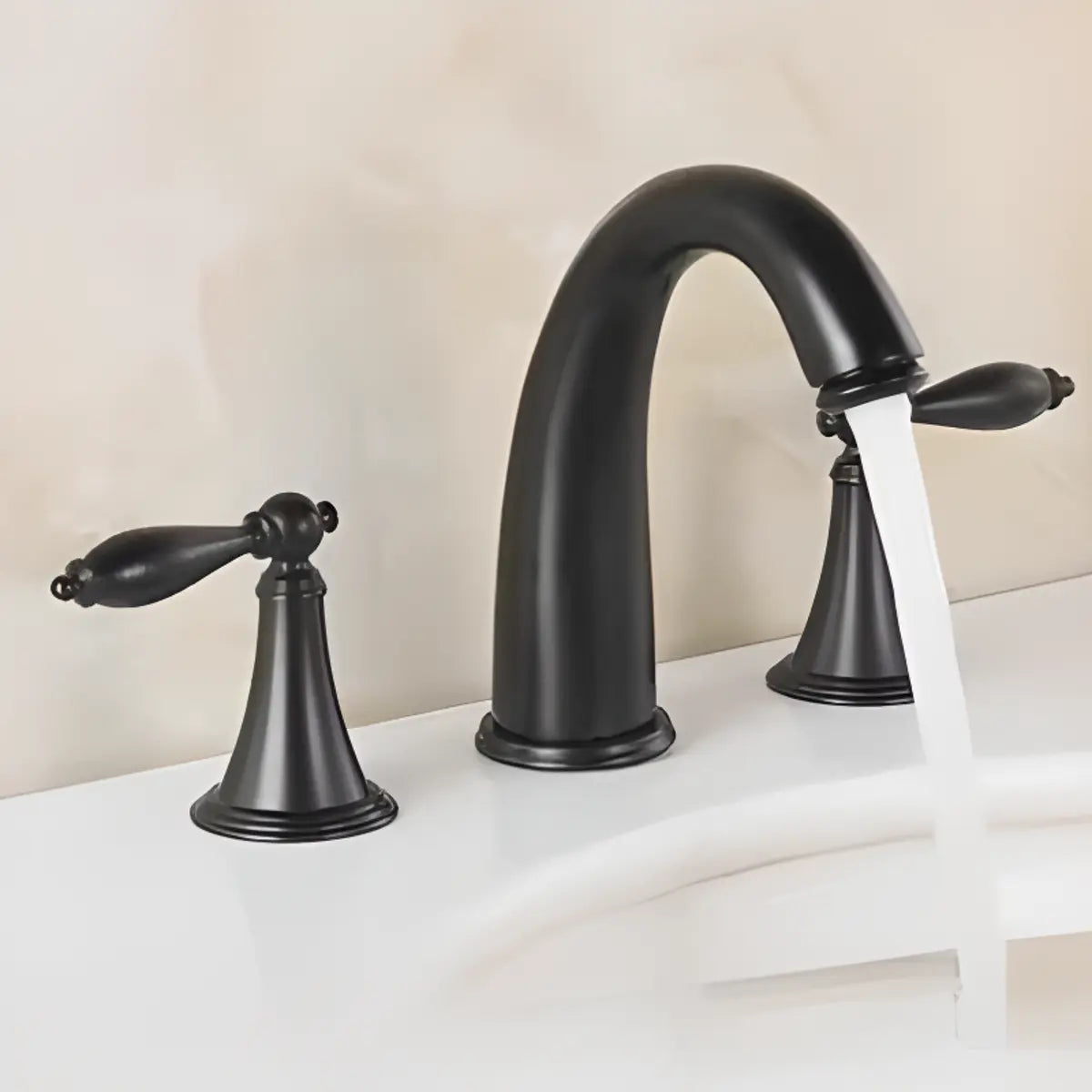 Widespread Copper Low Arc Spout Bathroom Sink Faucet Image - 3