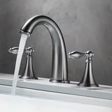 Widespread Copper Low Arc Spout Bathroom Sink Faucet Image - 7