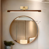 Wood and Gold Cylinder LED Vanity Mirror Light Image - 4