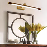 Wood and Gold Cylinder LED Vanity Mirror Light Image - 6