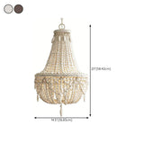 Wood Beaded White Chandelier Adjustable Height  #size