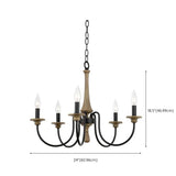 Wood Black Candle Curve Arm Living Room Chandelier #size