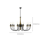 Wood Black Candle Curve Arm Living Room Chandelier Image - 18