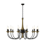 Wood Black Candle Curve Arm Living Room Chandelier Image - 9