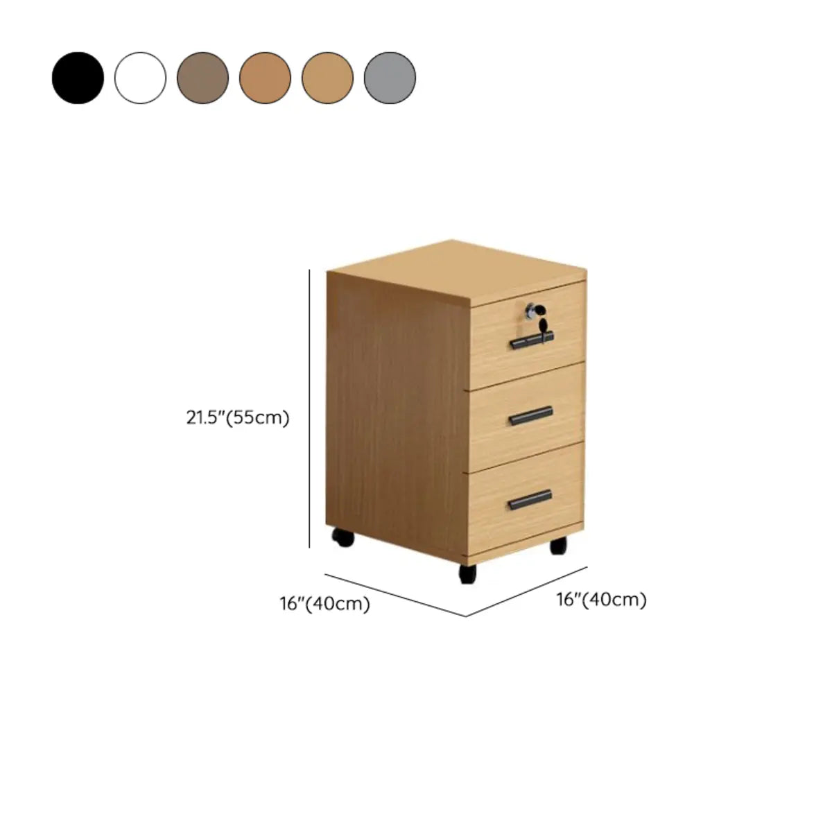 Wood Brown Lateral Rectangle Mobile Filing Cabinet Image - 19