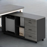 Wood Brown Lateral Rectangle Mobile Filing Cabinet Image - 3