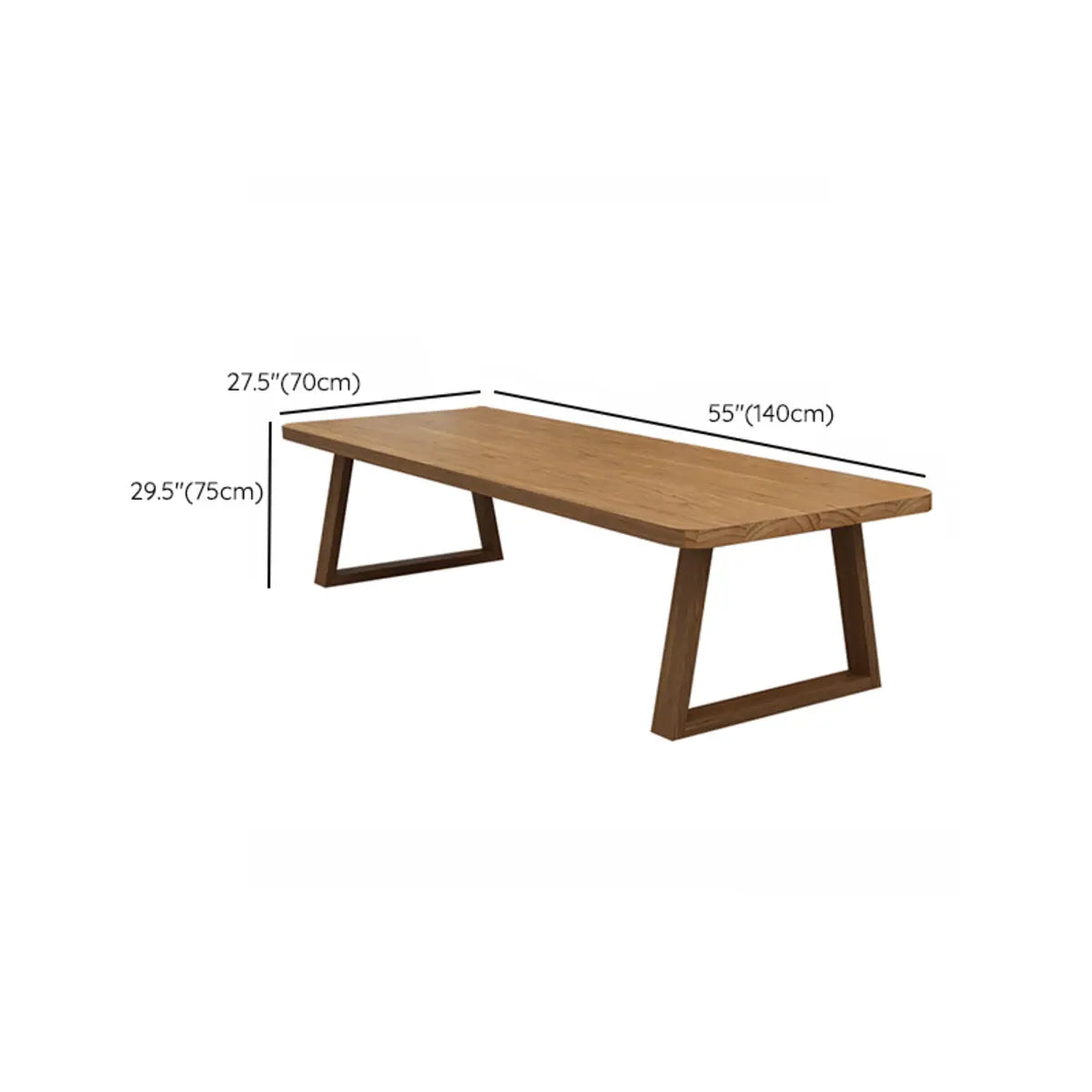 Wood Butcher Block Rectangle Sled Writing Desk for Six 