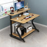 Wood Butcher Block Shelf Casters Small Computer Desk Image - 13