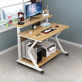 Wood Butcher Block Shelf Casters Small Computer Desk Image - 15