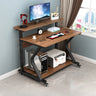 Wood Butcher Block Shelf Casters Small Computer Desk Image - 9