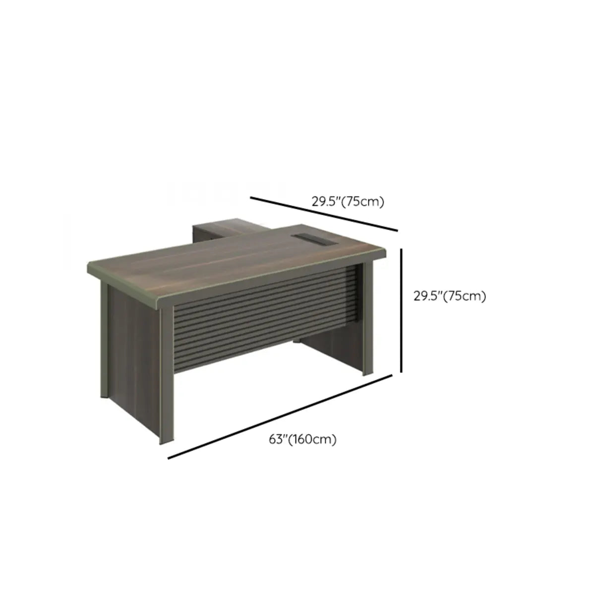 Wood Cabinet Drawers Cable Management Executive Desk 