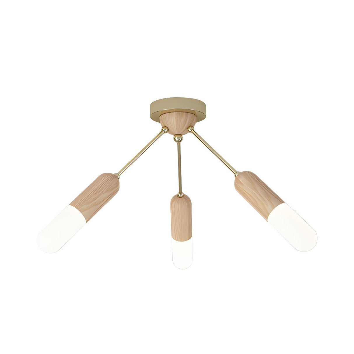 Wood Capsule-Shaped LED Semi-Flush Mount Light 3-Light Image - 3