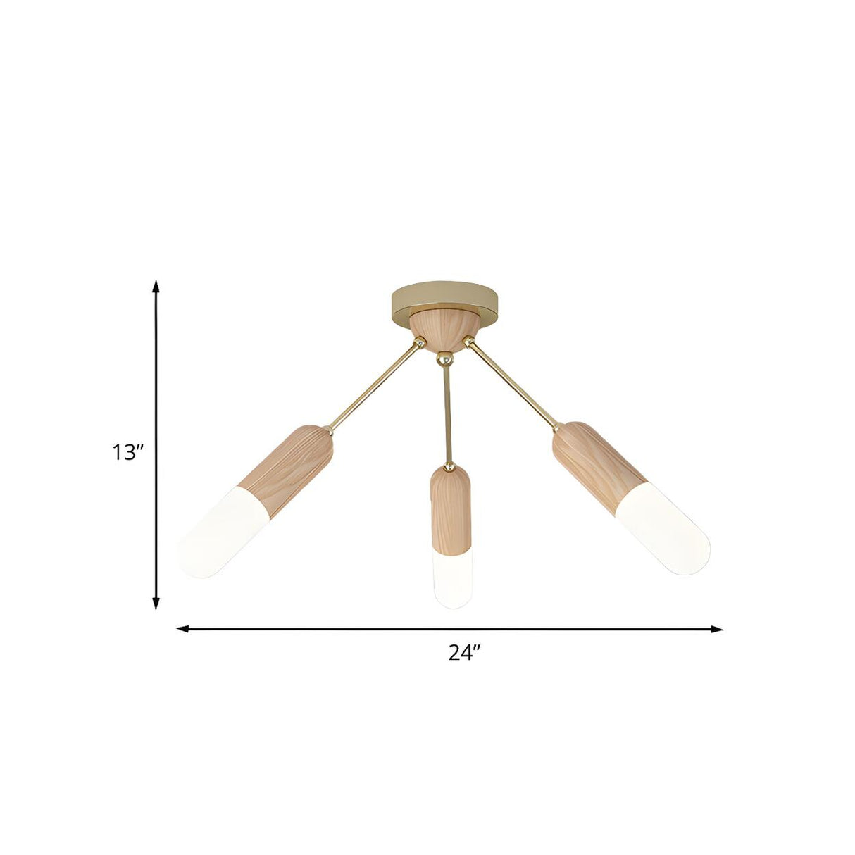 Wood Capsule-Shaped LED Semi-Flush Mount Light 3-Light Image - 4