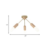 Wood Capsule-Shaped LED Semi-Flush Mount Light 3-Light Image - 4