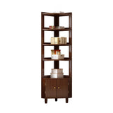 Wood Corner Open Storage Display Cabinet Natural Finish Image - 11