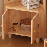 Wood Corner Open Storage Display Cabinet Natural Finish Image - 14