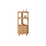 Wood Corner Open Storage Display Cabinet Natural Finish Image - 2