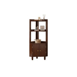 Wood Corner Open Storage Display Cabinet Natural Finish Image - 3