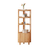 Wood Corner Open Storage Display Cabinet Natural Finish Image - 5