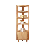 Wood Corner Open Storage Display Cabinet Natural Finish Image - 9